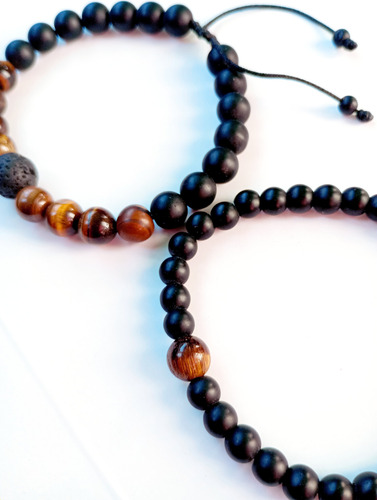 Pulseras Para Hombre, Piedra Onix, Y Ojo De Tigre Café Onix Y Ojo De Tigre Café 6 Cm 16 Cm