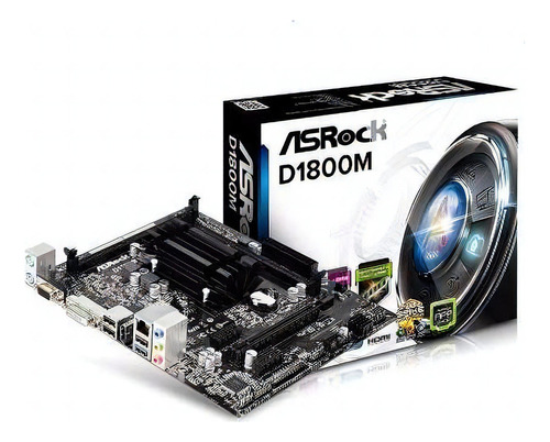 Placa madre Asrock D1800m con procesador D1800 2.41 de doble núcleo, color negro