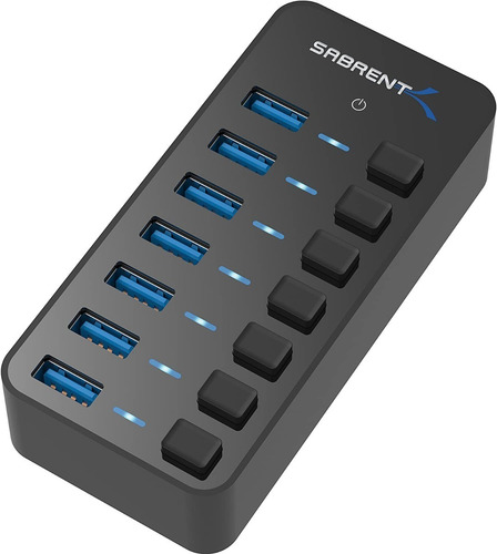Imagen 1 de 7 de Hub Usb - Sabrent - 7 Port Usb 3.0 - Switch On/off Fuente 3a