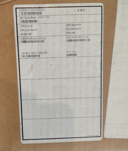 Cisco Dcj2902-01p Ac Power Supply For 2921/2951 Routers Jjc