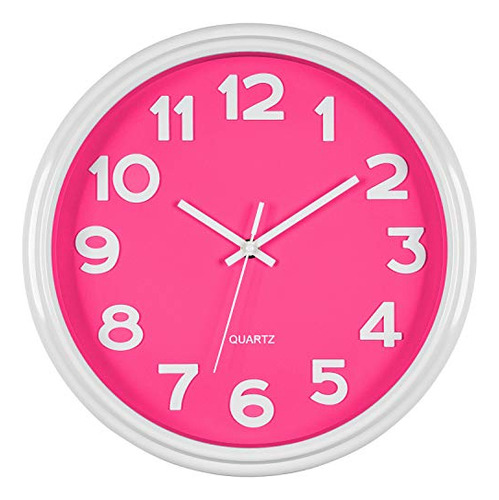 Bernhard Products Reloj De Pared Rosa De 12,5 Pulgadas, Sile