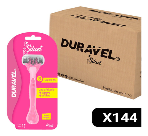 Afeitadora Descartable Duravel Siluet Pink (144 Unidades)