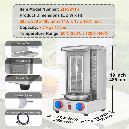 Horno Asador Vertical De Gas Para Pollo Con 2 Quemadores