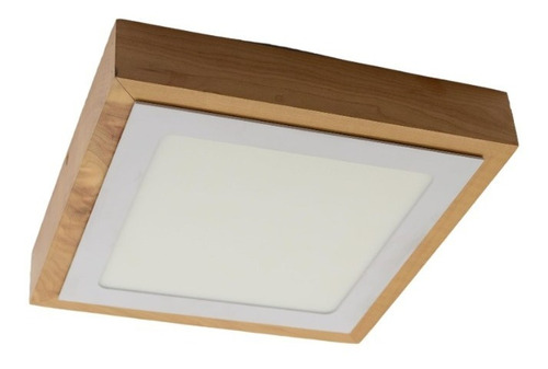 Panel Cuadrado Led Kua 25w Madera Lenga Lustrada 25x25cm 