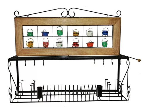 Paneleiro Rustico Ferro E Madeira Escorredor Cozinha Fazenda