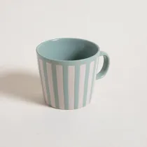 Comprar Taza Mug Cerámica Cónico Raya Blancas\u002Fcelestes 410ml Café Te Rayas Blancas\u002Fcelestes