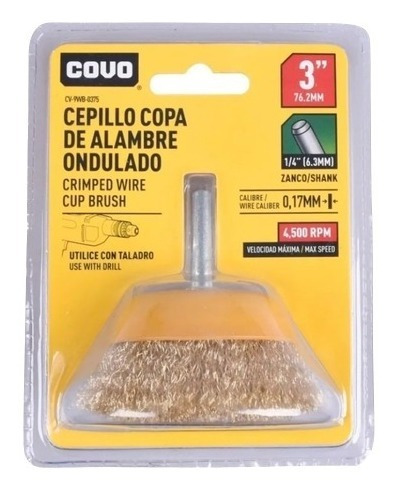 Cepillo Para Taladro Alambre 3 Pulgadas Ondulado Covo