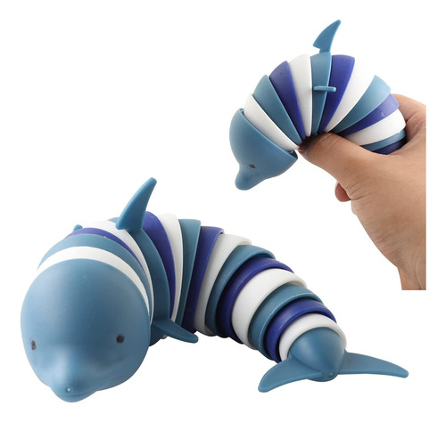 Fidget Slug Toy, 3d Articulated Stretch Dolphin Stress Relie