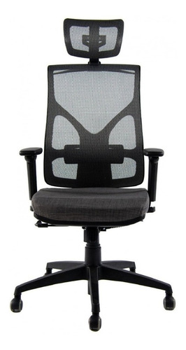 Silla de escritorio Rolic Cool gamer ergonómica  gris y negra con tapizado de mesh y spazio