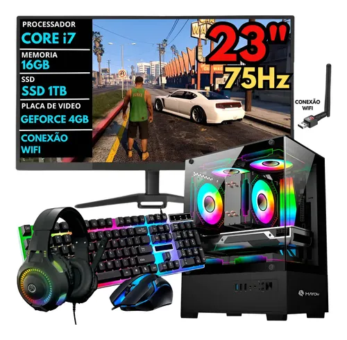 Pc Gamer Completo I7 16gb Ssd 1tb Geforce 4gb 23'' Wifi