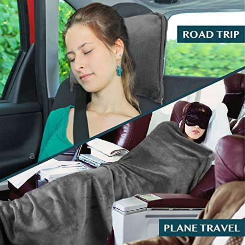 Travel Blanket Pillow, Soft Airplane Blanket 2in1 Combo...