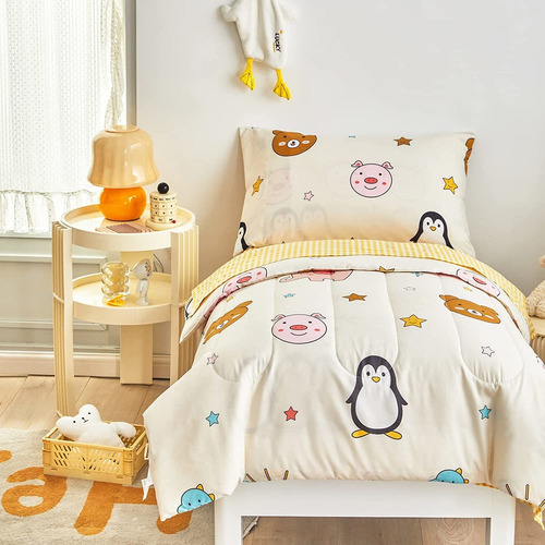 Flysheep Juego De Ropa De Cama Infantil De 4 Piezas, Co...