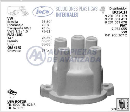 Tapa Distribuidor Vw Volwswagen Brasilia Escarabajo 1.3 1.5