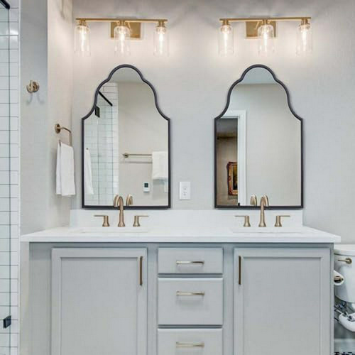 Espejo De Baño Negro Grande Compatible Con Cualquier Pared.