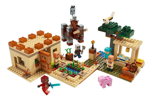 Bloques para armar Lego Minecraft The Illager raid 562 piezas  en  caja