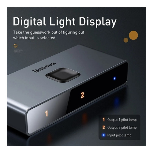 Imagen 5 de 9 de Switch Bidireccional Hdmi 1 X 2 4k 60hz / Baseus
