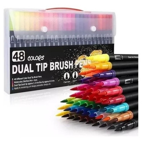 Plumones Punta Pincel Brush 48 Colores Marcadores Lettering