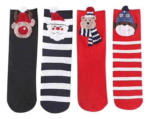 comprar Calcetines Navideños 4 Pares De Calcetines De Algodón