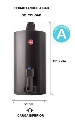 Imagen 2 de 5 de Termotanque A Gas Natural Rheem Tgnc080rh Gris Oscuro 80 L