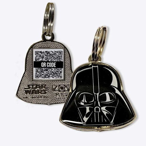 Imagem 1 de 2 de Placa Identificação Qrcode Darth Vader Star Wars Coleira Pet