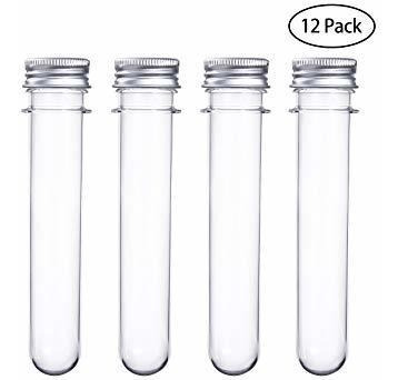 Ueetek 12pcs 40ml De Plástico Tubos De Ensayo Con Los Tapone