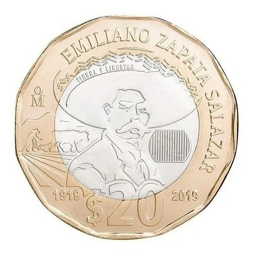 Moneda De 20 Pesos Conmemorativa De Emiliano Zapata Salazar