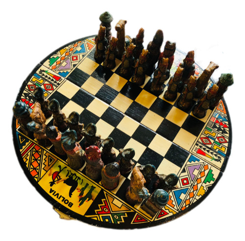 Juego De Ajedrez Incas Vs Conquistadores 26x26cm Artesanal (Usado)