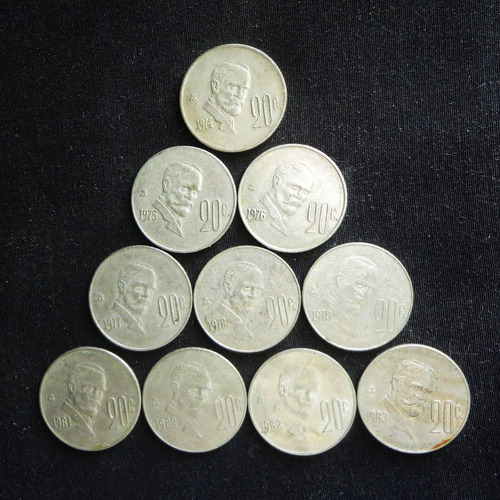 Lote Monedas 20 Centavos 1974 A 1983 Francisco I Madero 