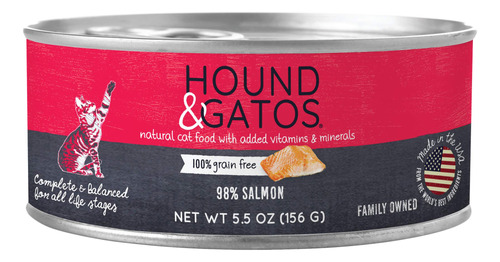 Hound & Gatos Alimento Humedo Para Gatos, 98% Salmon, Caja D