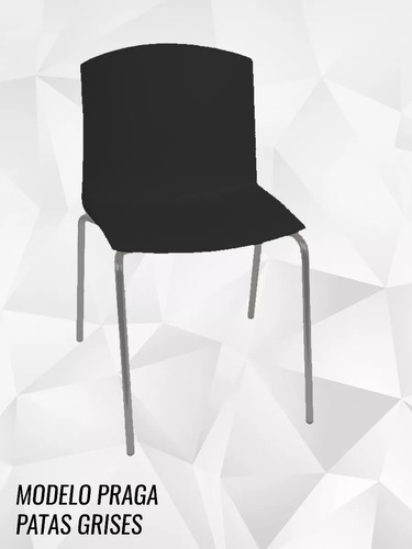 Silla Fija Apilable De Hogar Comedor Bar Jardín Cromada Color de la estructura de la silla Negro Color del asiento N/A Diseño de la tela N/A