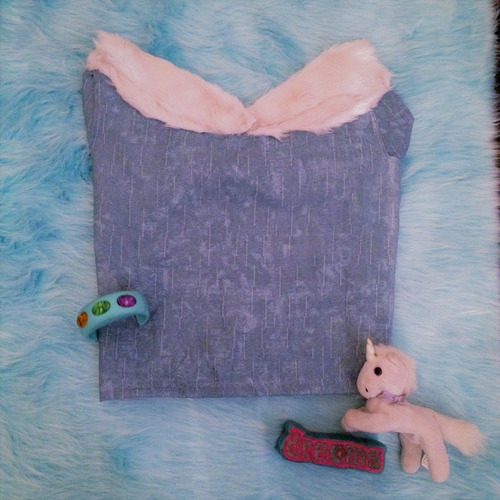 Top Celeste Peluche Blanco 90s Pastel Goth Elf Para Mujer