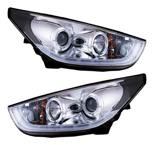 Farol Projetor Drl Led Hyundai Ix35 2009 Á 2016 Cromado