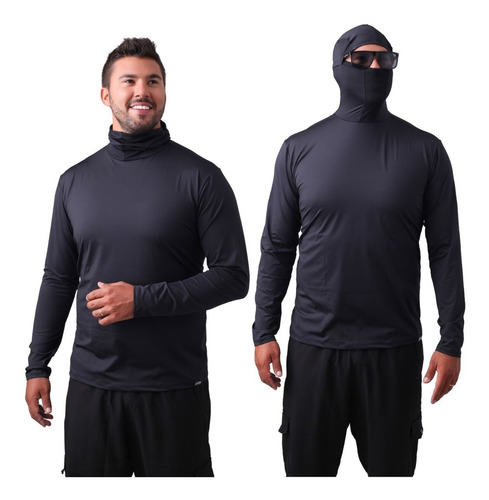 Camisa Proteção Uv50+ Ninja Repelente À Insetos Preta 