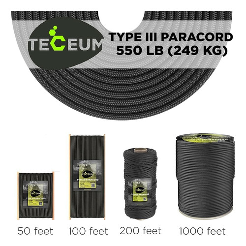 Cordón Paracord Teceum, Nylon Táctico Para Supervivencia