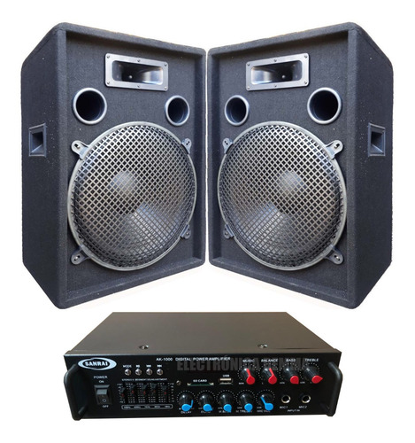 Imagen 1 de 7 de Combo Consola Potenciada Bluetooth Usb + 2 Bafles 15´´ 300w