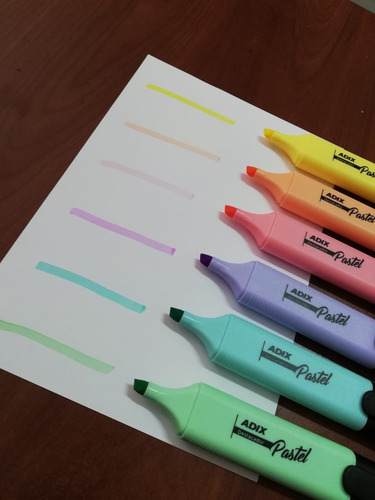 Imagen 2 de 2 de Pack Destacadores Pastel 6 Unidades Adix