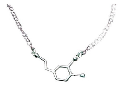 Cadena Y Dije De Dopamina Molécula Amor Química Ciencia En Plata Ley 925 Solida + Envío Asegurado Incluido