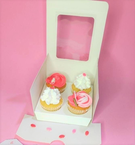 Cajas Blancas Para 4 Minicupcakes En Pack De 12 Unidades