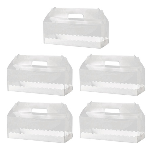 5x Caja De Pastel Transparente Con Asa Porta Cupcakes
