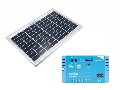 Kit Panel Solar 10w 12v + Regulador 5a Policristal  Emakers
