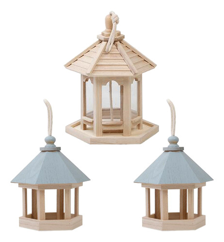 3 Piezas De Colgante Gazebo Comedero Para Pájaros Jardín