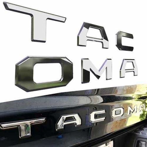 Letras Emblema Tacoma 3d Cromado Tapa Caja 2016 2018 20 2023