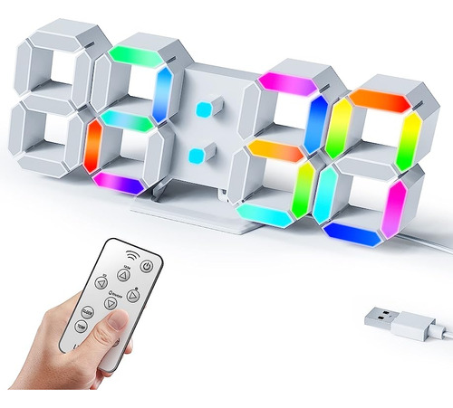 Multicolor Led Alarm Clock Remote Control Auto Brightness 7