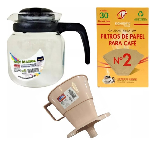 Cafetera 1litro Portafiltro De Cafe Y 30 Filtros De Papel