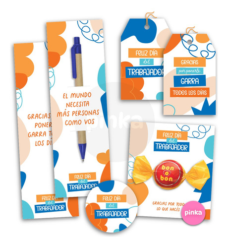 Kit Imprimible Día Del Trabajador Tags Etiquetas Azul