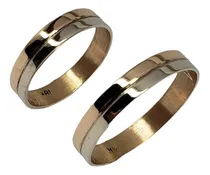 Comprar Par De Alianzas Oro 18k Bicolor Casamiento Compromiso 