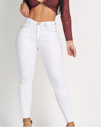 Jeans Pitillo Efecto Push Up De Tiro Alto Tela Elasticada