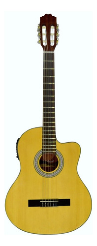 La Sevillana Un-3ceq Guitarra Electroacústica Nylon Resaque Color Natural Orientación de la mano Diestro