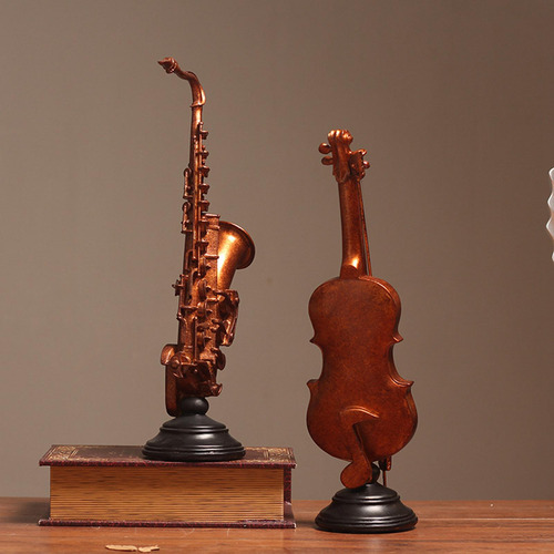 Estatuilla De Instrumento Musical Con Base Violín Ornamento
