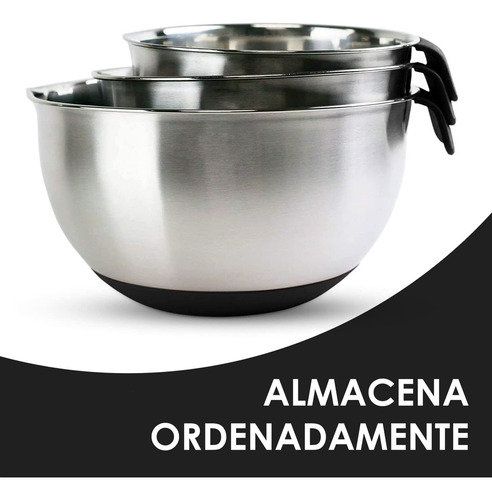 Juego 3 Tazones De Acero Inox. Con Tapa Y Rayadores - Jt6849